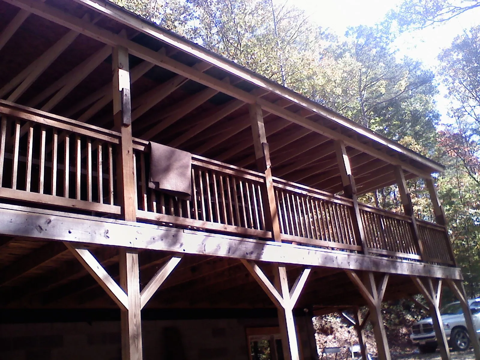 Timber framing under a new elevated porch and deck — Roof Leak Repair in Mertztown by Roofing Brothers